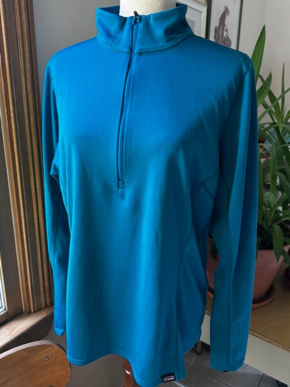 Patagonia Women's Midweight Capilene Half-Zip, Turquoise Blue, XL, Like New